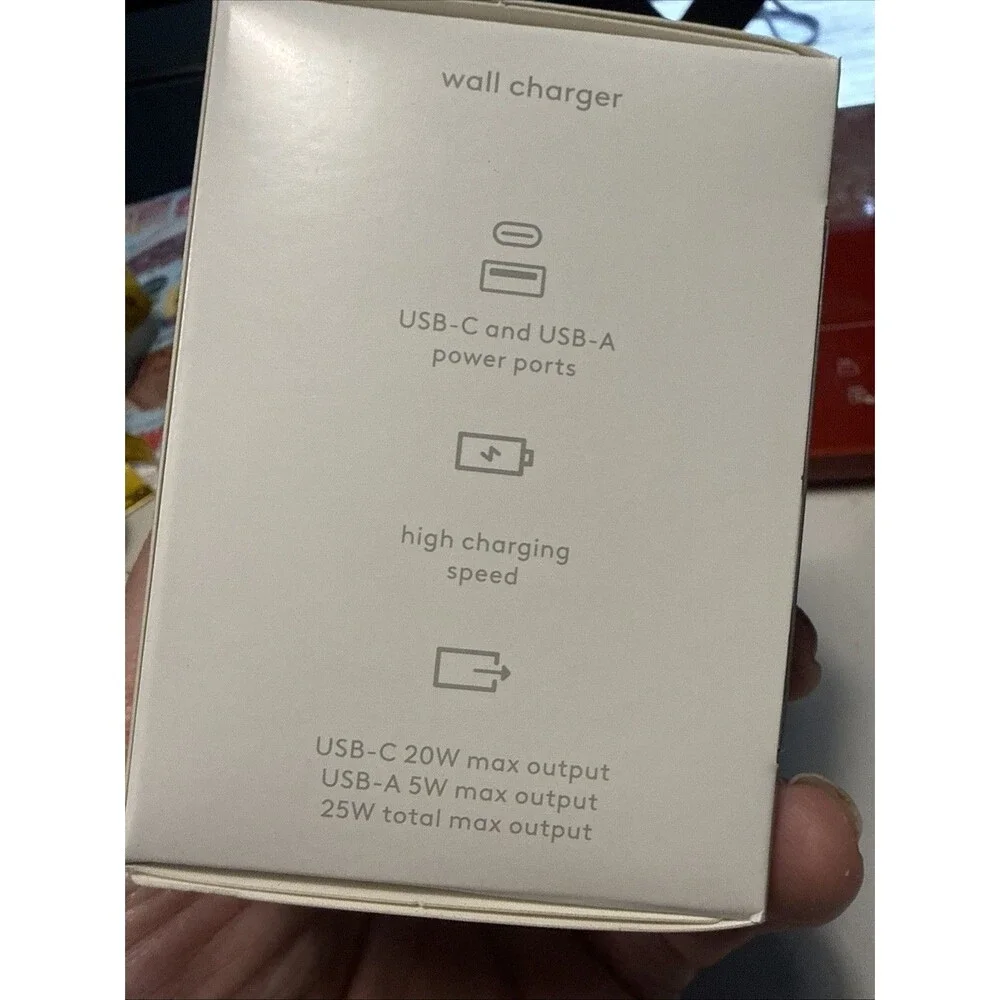 Heyday Artist Series Wall Charger 20W USB-C  + USB-A Power Ports Black Agate NWT